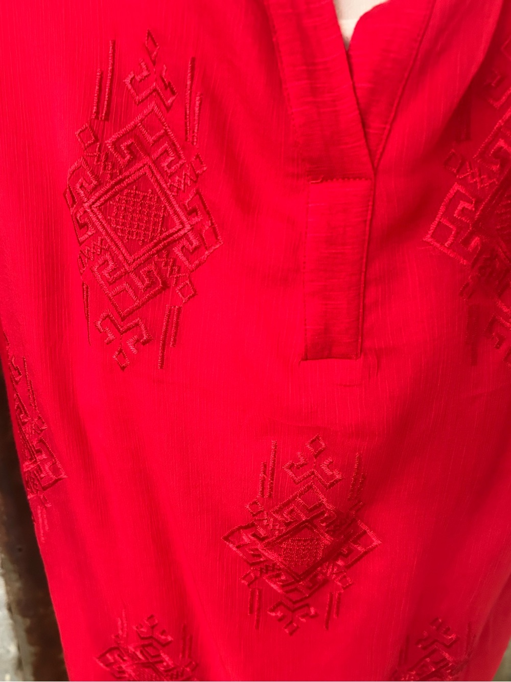 NWT-Style & Co Sleeveless Embroidered Top-Xl Red Boho Blouse - Picture 4 of 5